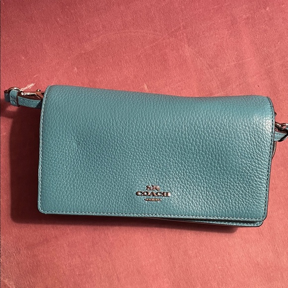 Coach Handbags - Coach turquoise Leather wallet crossbody Bag NWT estate sale